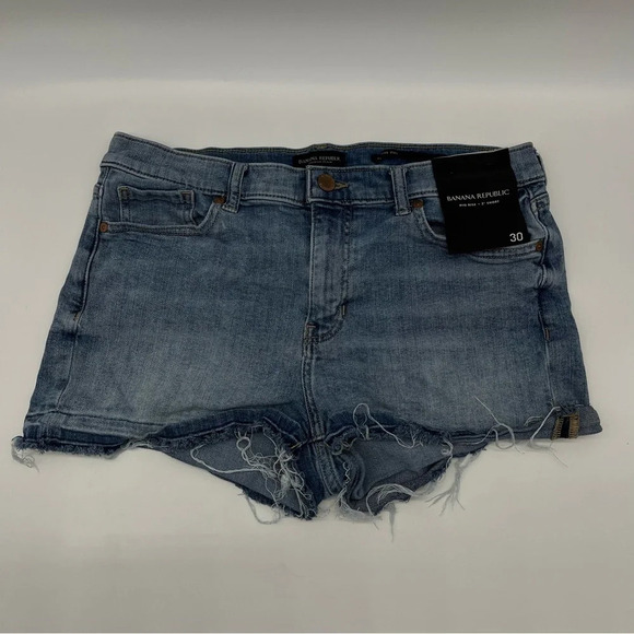 Banana Republic Jean‎ Shorts Womens Size 30 Mid Rise 3" Short Medium Wash Frayed - Picture 1 of 8